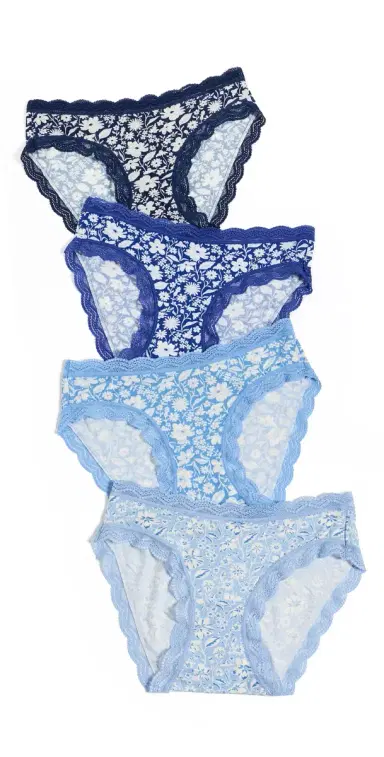 Stripe & Stare Original Knicker Panties 4 Pack Cornflower Petals | Thumbnail 1