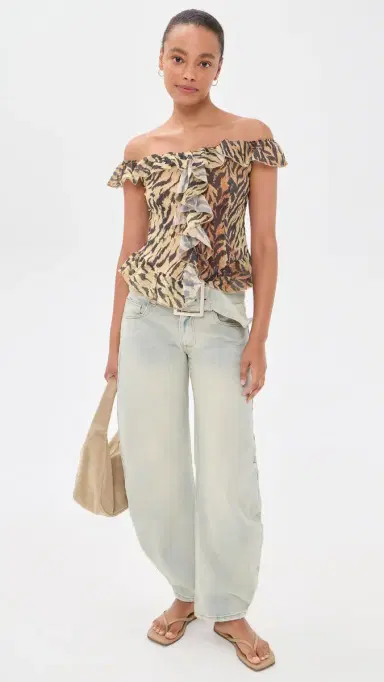 LIONESS Timeless Ruffle Top Tiger | Thumbnail 5 LIONESS Timeless Ruffle Top Tiger | Thumbnail 5