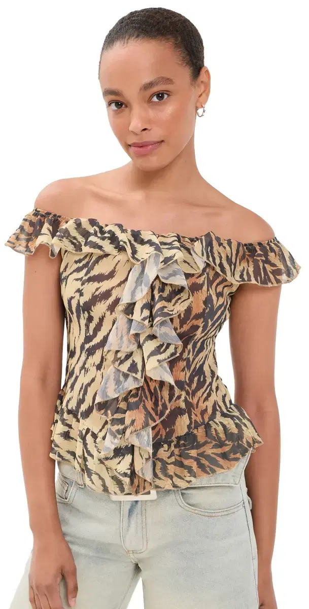 LIONESS Timeless Ruffle Top Tiger