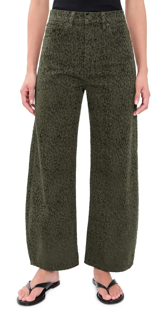 FRAME The Bow Crop Flocked Jeans Sandcat