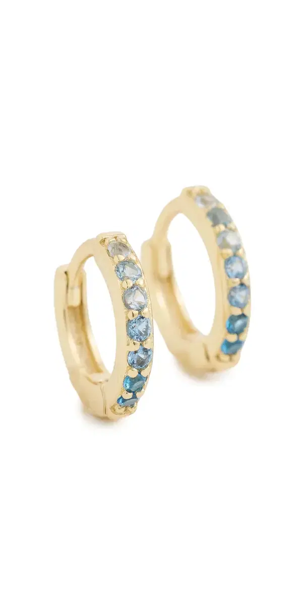 SHASHI Ombre Diamond Huggie Hoop Earrings Sapphire One Size