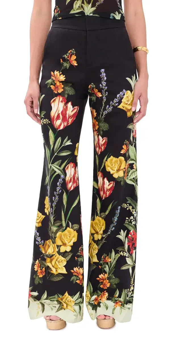 ALICE + OLIVIA Dylan Wide Leg Pants Desert Springs Black