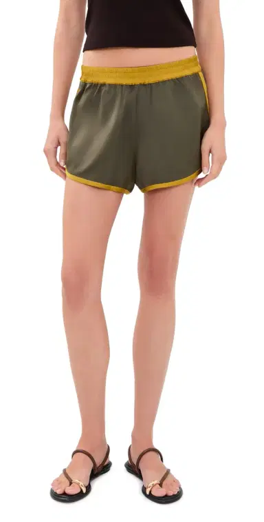 STAUD Aero Satin Shorts Pine Shadow | Thumbnail 1 STAUD Aero Satin Shorts Pine Shadow | Thumbnail 1