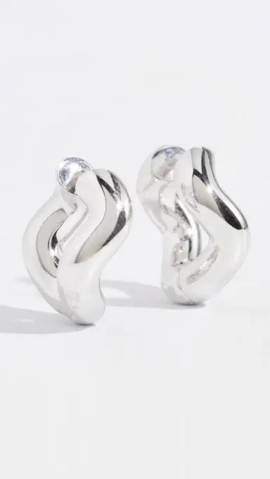 Charlotte Chesnais Petite Wave Hoop Earrings Silver One Size | Thumbnail 2 Charlotte Chesnais Petite Wave Hoop Earrings Silver One Size | Thumbnail 2