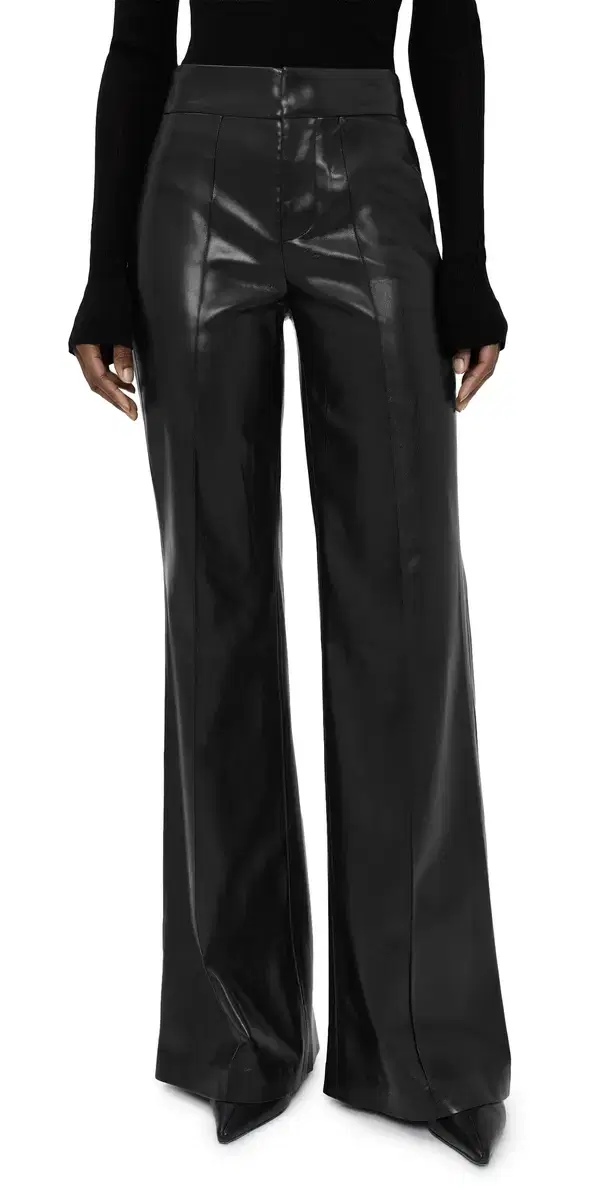 ALICE + OLIVIA Dylan Faux Leather High Waisted Wide Leg Pants Black