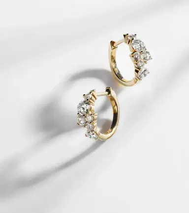 Sydney Evan Huggie 14kt gold earrings with diamonds | Thumbnail 2