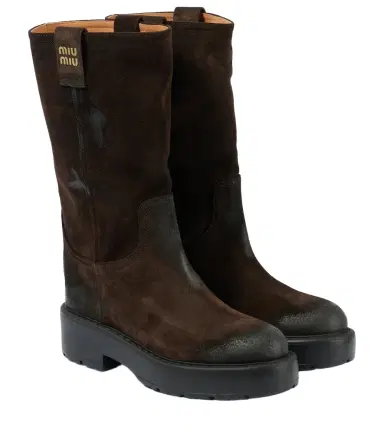 Miu Miu Logo suede ankle boots | Thumbnail 1 Miu Miu Logo suede ankle boots | Thumbnail 1