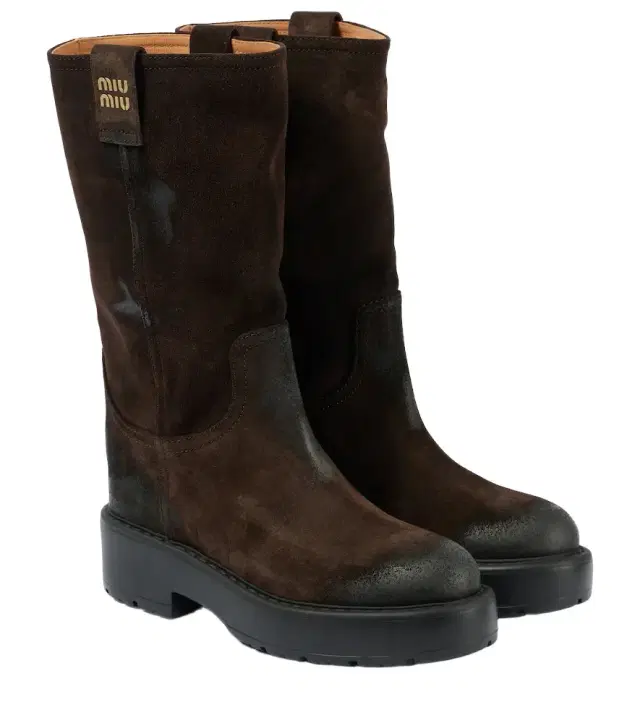 Miu Miu Logo suede ankle boots
