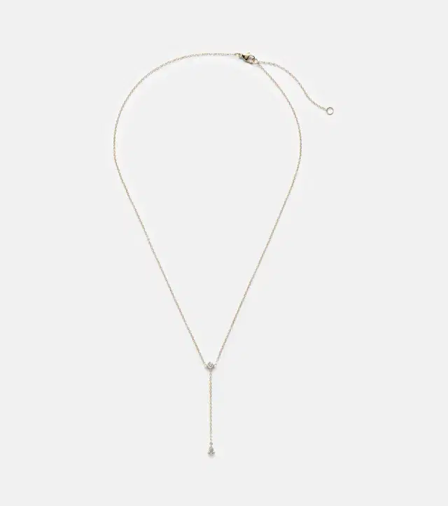 Stone and Strand Perfect Pear 14kt gold lariat necklace with diamonds