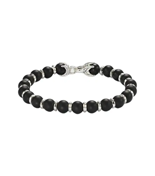 David Yurman Spiritual Beads sterling silver bracelet with black onyx