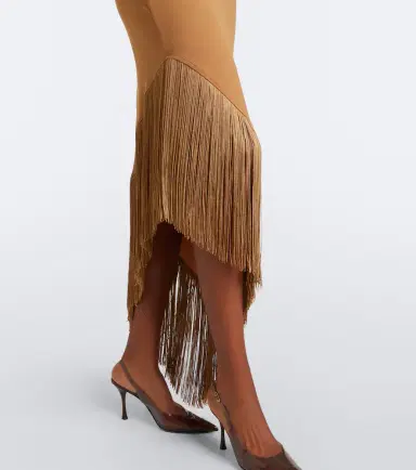 Taller Marmo Antelope fringe-trimmed asymmetric midi dress | Thumbnail 2