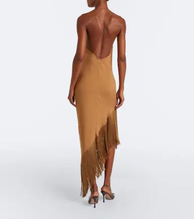 Taller Marmo Antelope fringe-trimmed asymmetric midi dress | Thumbnail 4