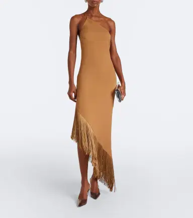 Taller Marmo Antelope fringe-trimmed asymmetric midi dress | Thumbnail 6