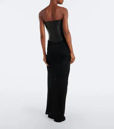 Alex Perry Draped leather and jersey corset gown | Thumbnail 2 Alex Perry Draped leather and jersey corset gown | Thumbnail 2