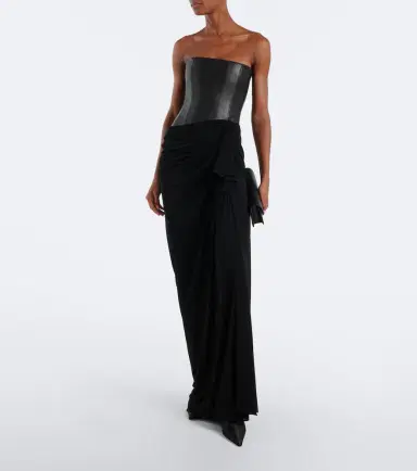 Alex Perry Draped leather and jersey corset gown | Thumbnail 3 Alex Perry Draped leather and jersey corset gown | Thumbnail 3
