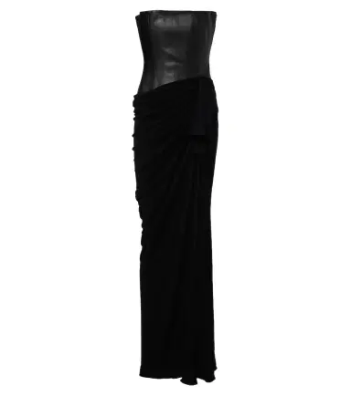 Alex Perry Draped leather and jersey corset gown | Thumbnail 1 Alex Perry Draped leather and jersey corset gown | Thumbnail 1