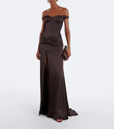 Alex Perry Off-shoulder crêpe satin corset gown | Thumbnail 4