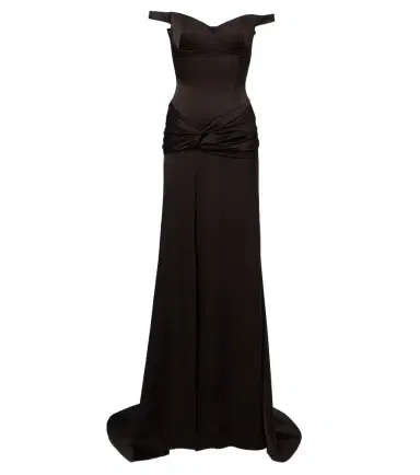 Alex Perry Off-shoulder crêpe satin corset gown | Thumbnail 1