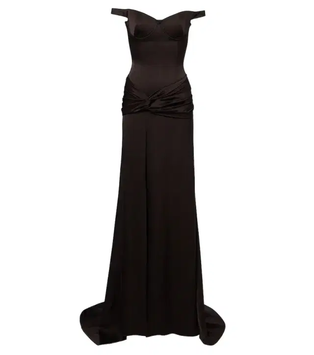 Alex Perry Off-shoulder crêpe satin corset gown