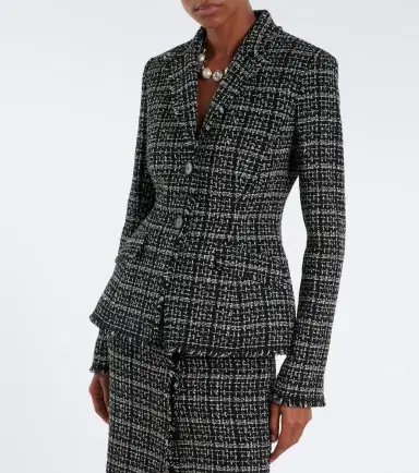 Erdem Checked cotton-blend tweed jacket | Thumbnail 3