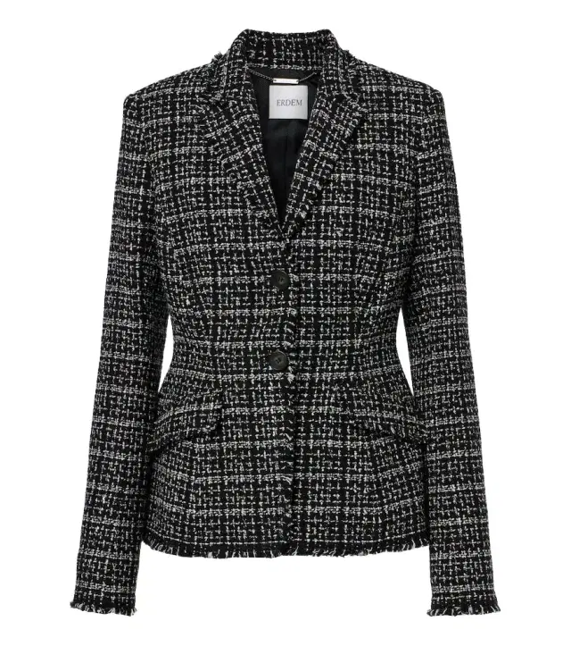 Erdem Checked cotton-blend tweed jacket