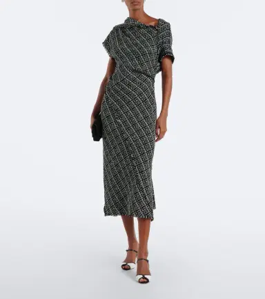 Erdem Checked cotton-blend tweed midi dress | Thumbnail 3 Erdem Checked cotton-blend tweed midi dress | Thumbnail 3