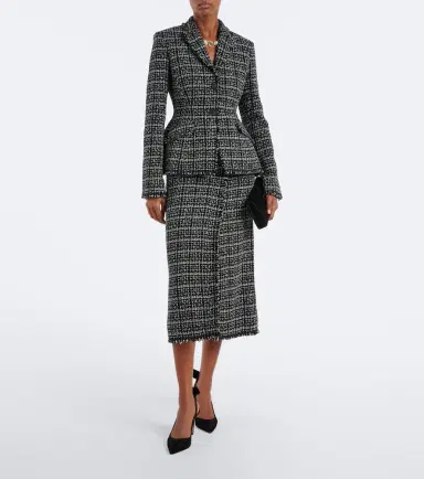 Erdem Checked cotton-blend tweed pencil skirt | Thumbnail 5 Erdem Checked cotton-blend tweed pencil skirt | Thumbnail 5