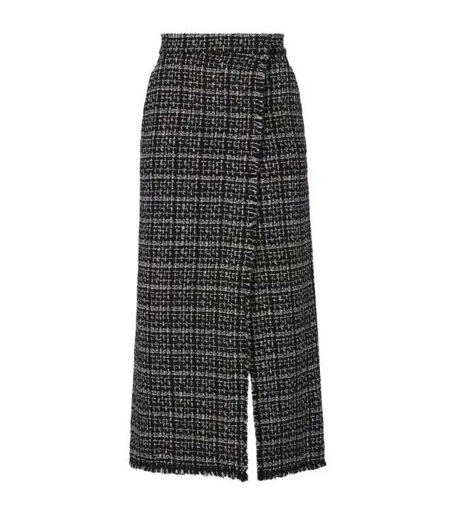 Erdem Checked cotton-blend tweed pencil skirt