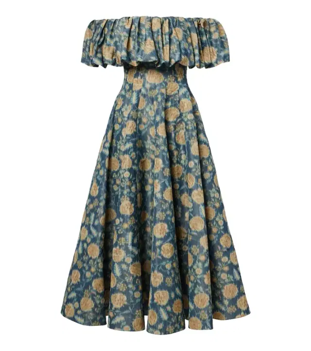 Markarian Freesia floral off-shoulder bustier dress