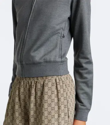 Gucci Cotton and silk zip-up hoodie | Thumbnail 2