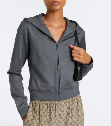 Gucci Cotton and silk zip-up hoodie | Thumbnail 3
