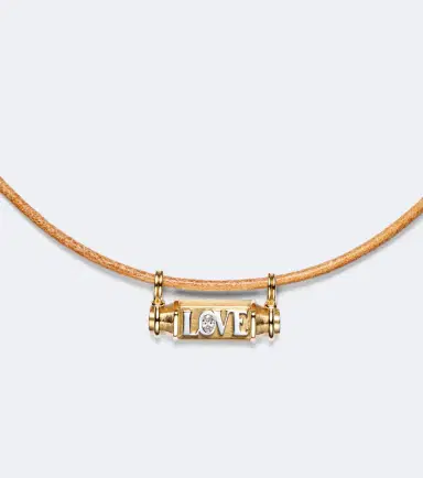 Marie Lichtenberg Love Smash 18kt gold and leather pendant necklace with diamond | Thumbnail 3
