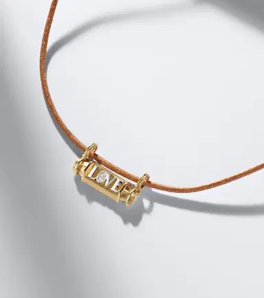 Marie Lichtenberg Love Smash 18kt gold and leather pendant necklace with diamond | Thumbnail 6
