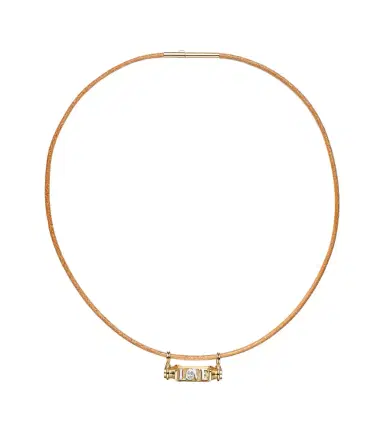 Marie Lichtenberg Love Smash 18kt gold and leather pendant necklace with diamond | Thumbnail 1