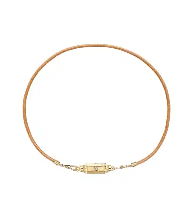 Marie Lichtenberg 18kt gold and leather pendant necklace with diamonds | Thumbnail 1