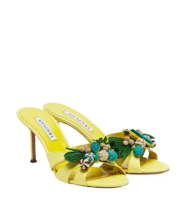 Aquazzura Birdsong raffia mules