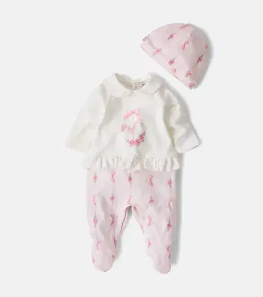 Monnalisa Baby cotton jersey onesie and beanie set | Thumbnail 3