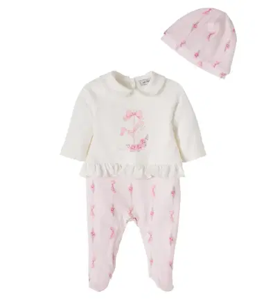Monnalisa Baby cotton jersey onesie and beanie set | Thumbnail 1
