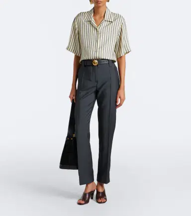 Versace Meandros striped silk twill shirt | Thumbnail 2 Versace Meandros striped silk twill shirt | Thumbnail 2