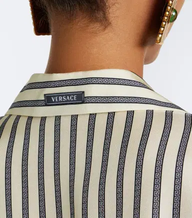 Versace Meandros striped silk twill shirt | Thumbnail 7 Versace Meandros striped silk twill shirt | Thumbnail 7