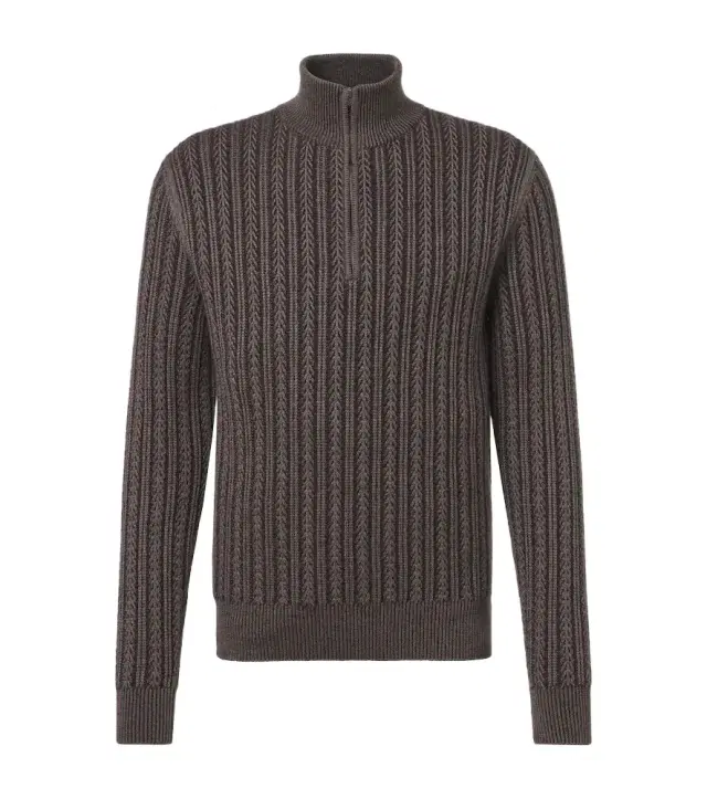 Agnona Cashmere, wool, and silk half-zip sweater