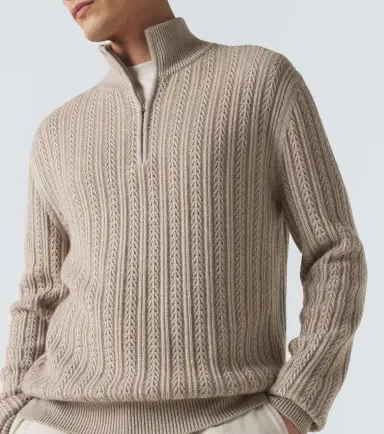 Agnona Cashmere, wool, and silk half-zip sweater | Thumbnail 4