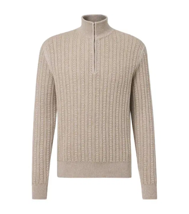 Agnona Cashmere, wool, and silk half-zip sweater