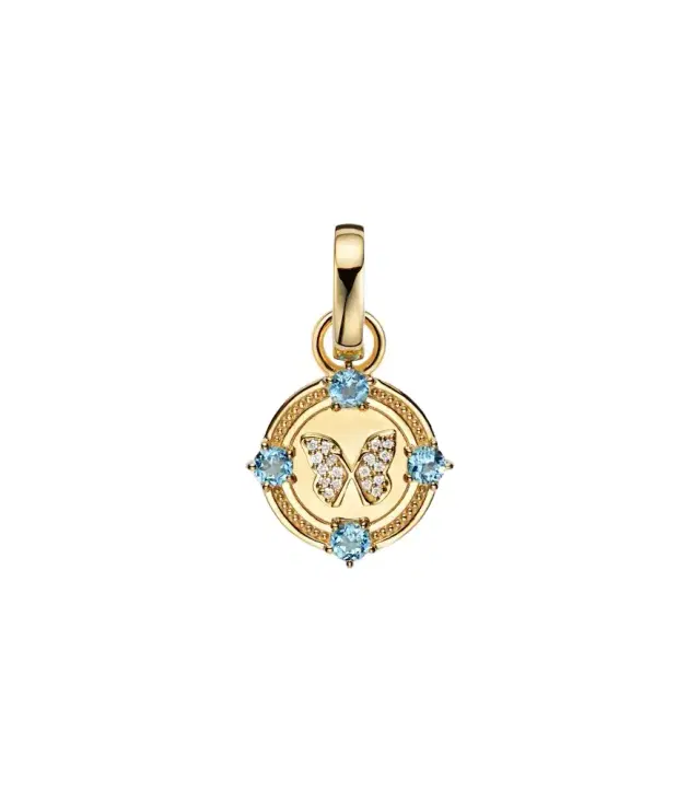 FoundRae Reverie Butterfly 18kt gold pendant with diamonds and topaz