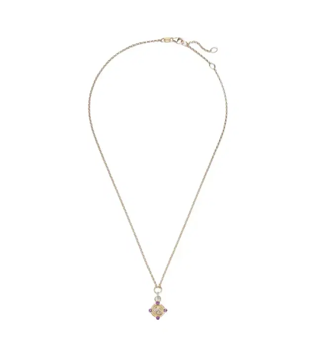 FoundRae Resilience Blossom 18kt gold necklace with diamonds and amethysts