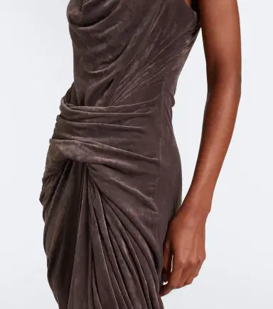 Rick Owens Strutter draped gathered velvet maxi dress | Thumbnail 6 Rick Owens Strutter draped gathered velvet maxi dress | Thumbnail 6