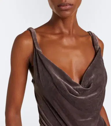 Rick Owens Strutter draped gathered velvet maxi dress | Thumbnail 7 Rick Owens Strutter draped gathered velvet maxi dress | Thumbnail 7