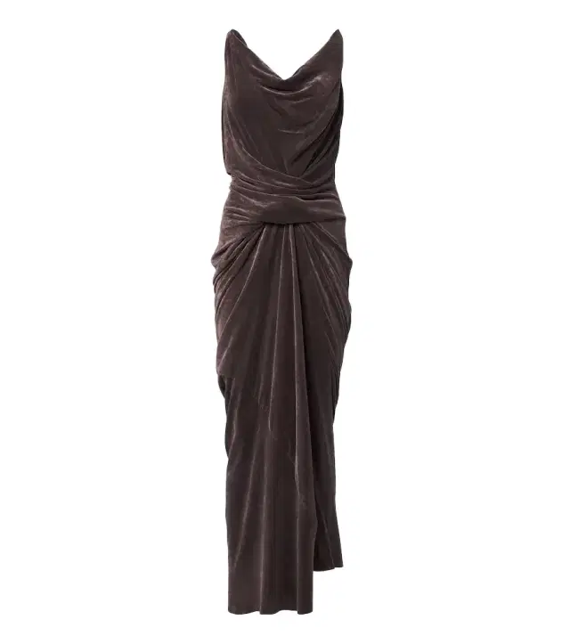 Rick Owens Strutter draped gathered velvet maxi dress