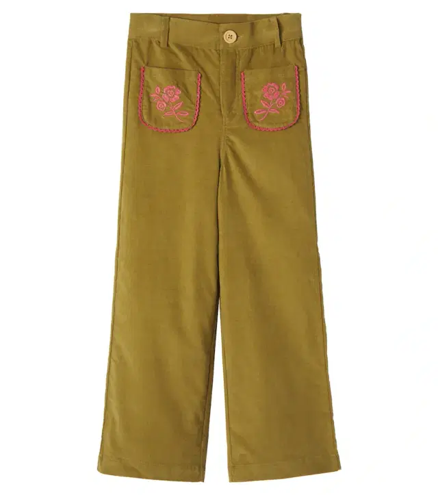 C'era Una Volta Serena embroidered cotton corduroy pants