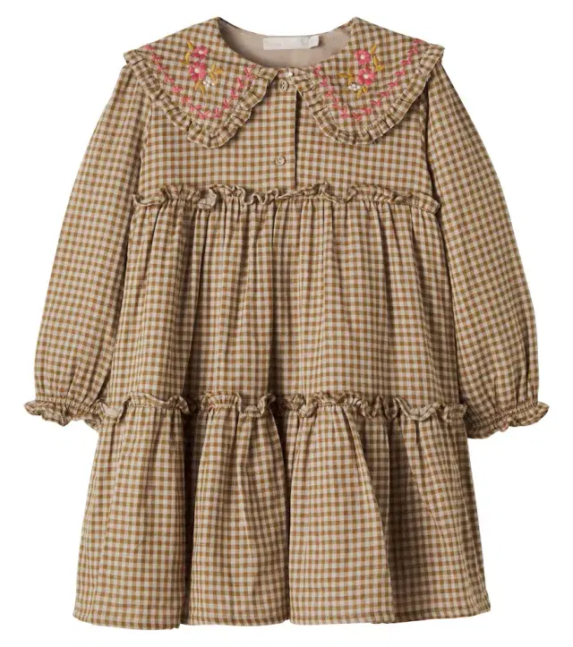 C'era Una Volta Viola checked cotton dress